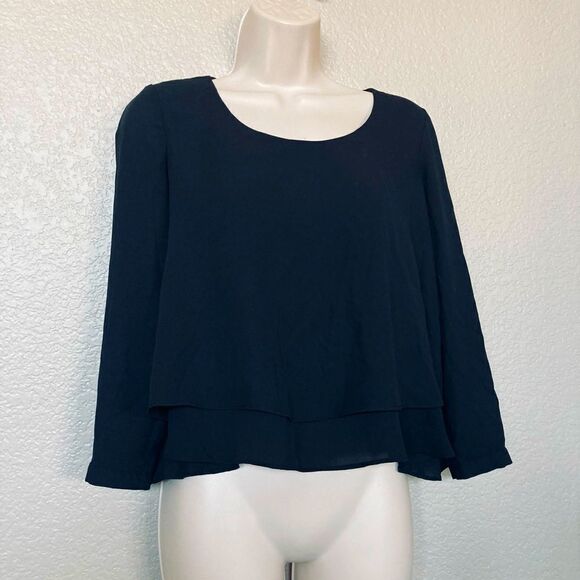NWOT Metaphor Layered Flowy Crop Blouse Top XS - Picture 1 of 5